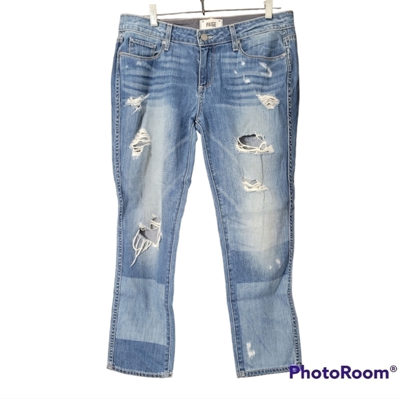 PAIGE Jimmy Jimmy Crop distressed 100% cotton jeans - Picture 1 of 13